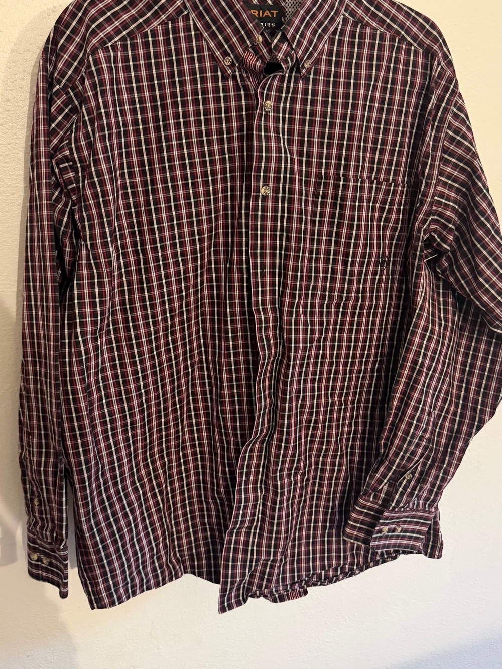 Ariat Men's Red and Black Plaid Button-Down Shirt